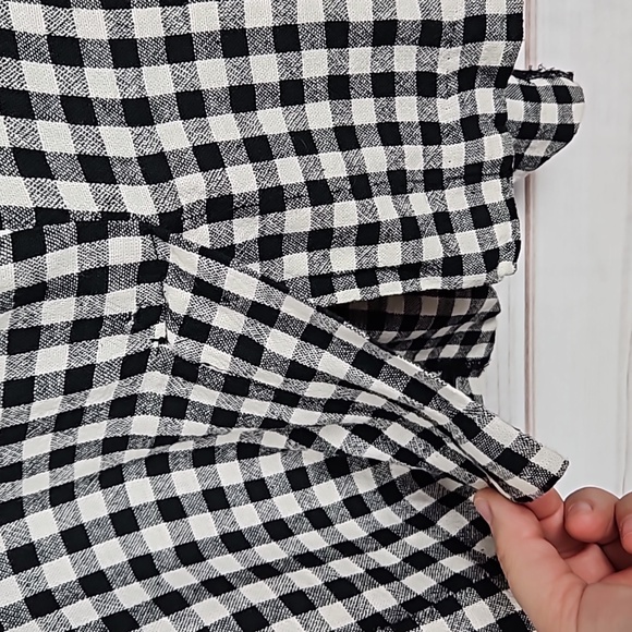 NWT Sanctuary Black White Gingham Buffalo Plaid Check Boyfriend Blazer - Large - Picture 10 of 14